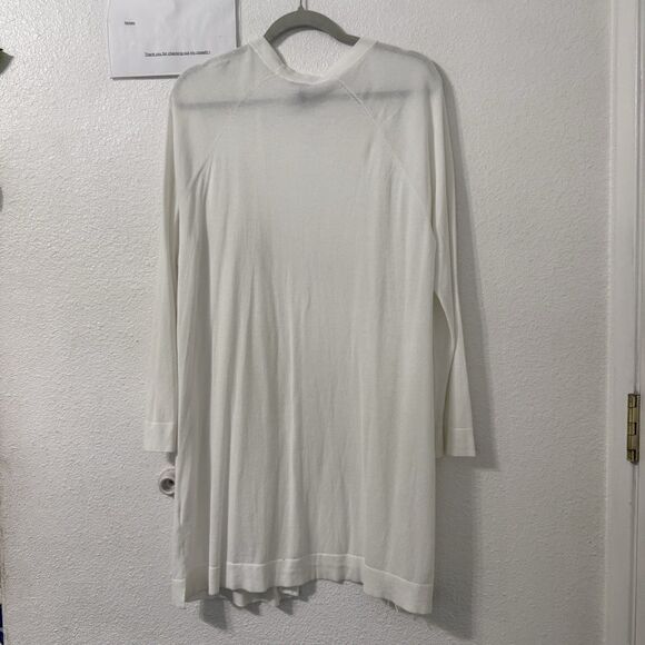 Eileen Fisher Longline Open Front Cardigan Sweater Large Minimalist Modern - Picture 4 of 6